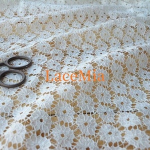 White Lace Fabric Cotton Bridal Lace Fabric, off-white floral cotton lace fabric59" width