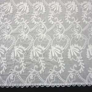 Pure Cotton lace Fabric, Eyelet Embroidery Flower Cotton Lace Fabric in Off white for Boho Dress, Beach Dress, Summer Dress