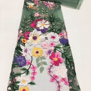 New Floral Leaf Embroidery Tulle Fabric,vivid Flowers Floral Fabric for ...