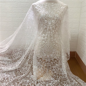 Bohemian White Ivory Rayon Lace Fabric, Bridal Lace Wedding Dress, for Wedding Dresses, Veils, Couture Fabric Lace