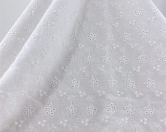 Cotton Fabric, Off white Eyelet Cotton Fabric Soft Fabric,Summer Dress Fabric,Fabric By The Yard,Curtain Fabric