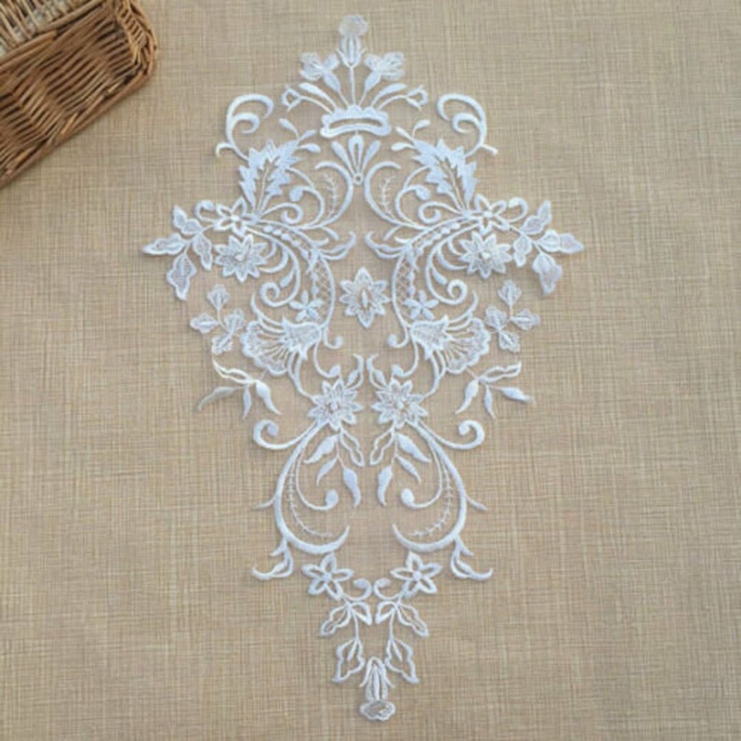 1 Pc Ivory Flower Lace Applique Floral Embroidery Applique 