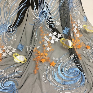 Exquisite Galaxy tulle lace fabric, Multi color embroidery Cosmos lace fabric, for Evening Dress For tutu dress, banquet dresses