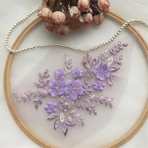 10 Color Beaded Embroidery Applique Sequined Lace Motif Shine Addition ,for Bridal, Headbands, Sashes, Sewing, Crafts