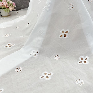 100% Cotton Lace Fabric, Cotton Embroidery Fabric, Hollow Lace Wedding Fabric, Dress Fabric, Apparel Fabric