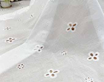 100% Cotton Lace Fabric, Cotton Embroidery Fabric, Hollow Lace Wedding Fabric, Dress Fabric, Apparel Fabric
