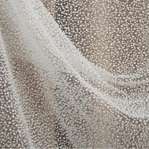 3D Beaded Lace Fabric,Sequin Bead Lace Fabric,Wedding Bridal Beaded Dress,French Lace Fabric, Houte Couture Fabric