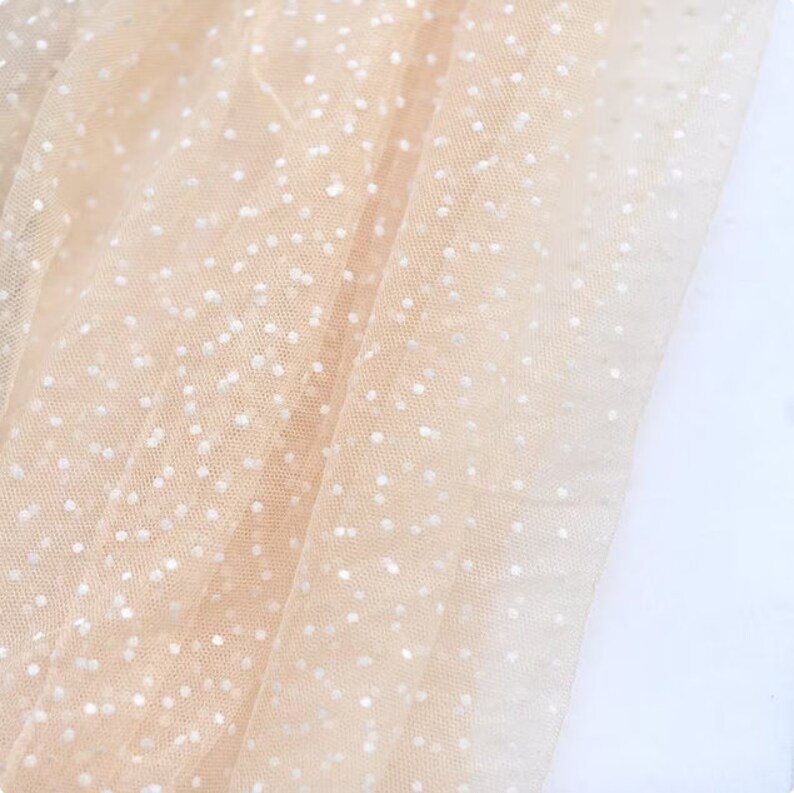 Beige Flocking Beige Polka Dot Flocking Embroidered Lace Fabric ,cotton Floral ...