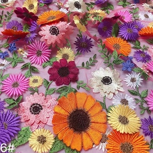 3D Flower Lace Fabric,Colorful Tulle Lace with 3D Flowers, For Girl Dress Tutu Dress Wedding Dress Bridal Veil 1 yard