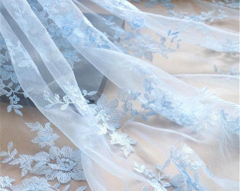 4 Colors Lace Fabric Floral Fabric Sky Blue White Light Pink
