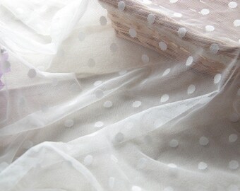 Tessuto in pizzo a pois di tulle ricamato, pizzo da sposa, tessuto per abito da sposa, tessuto per abito da cerimonia, larghezza 55", tagliato su misura, alta qualità