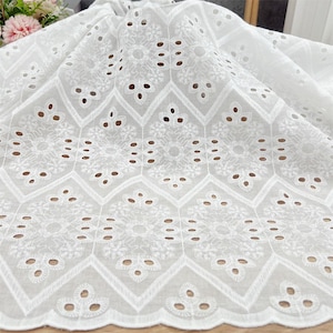 100% cotton lace fabric Eyelet fabric by the yard for Doll Dress, Wedding Boho Dress, Lace Top or Eyelet Dress