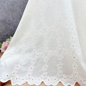 Embroidery Cotton lace fabric for Wedding Bridal Tops Dress Fabric 51&quot; Width 1 yard