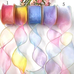 5 yards Gradient  Rainbow Organza Lace  ,wedding lace bridal lace dress fabric gown fabric 6cm width