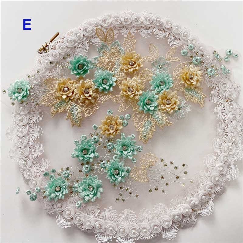 3-D Flower Applique Glitter Mesh A-line Dress w/ Embroidery