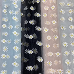 Adorable Daisy Embroidery Flower Tulle Fabric ,For Girl Dress Tutu Dress Wedding Dress Bridal Veil 1 Yard