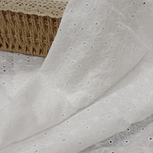 100% Cotton Lace Fabric, Cotton Embroidery Fabric, Hollow Lace Wedding Fabric, Dress Fabric, Apparel Fabric
