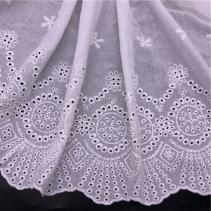 Gorgeous 8Styles Off white Floral Scalloped Cotton Fabric for Doll Dress, Boho Cotton Dress, Lace Top or Women&#39;s Clothing