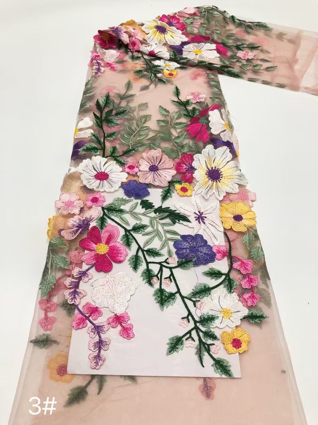 New Floral Leaf Embroidery Tulle Fabric,vivid Flowers Floral Fabric for ...