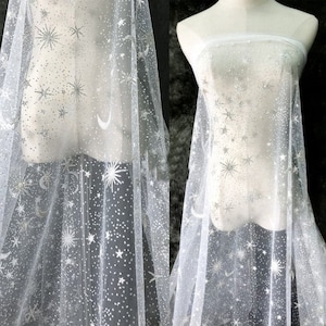 star soft Tulle Mesh Glitter Fabric,  For Wedding Gown, Bridal Dress, Summer Dress, Party Dress 1 Yard