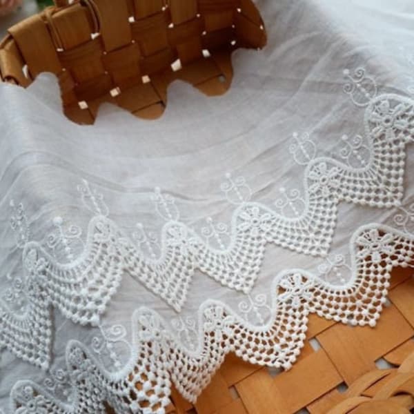 quality double-layer white cotton lace decoration,  for baby dress, bonnet, cuffs, dress hem, home decor, by 1 yard