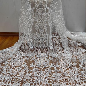 High Quality sequined  Beaded Embroidered Lace Fabric lace for bridals,weddings,prom dress