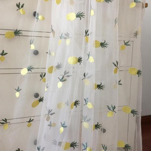 Ananas Muster Soft Tüll gestickte Kante Hochzeit Stoff Spitzenstoff, für Mädchen Kleid Tutu Kleid Hochzeitskleid Brautschleier 1 Yard