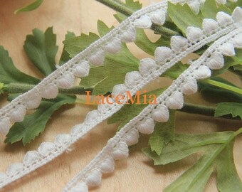 4 Yards Lovely Little Lace White Cotton Lace Trim with Heart Trim For Weddings,for wedding veil belt lace trim 1cm width