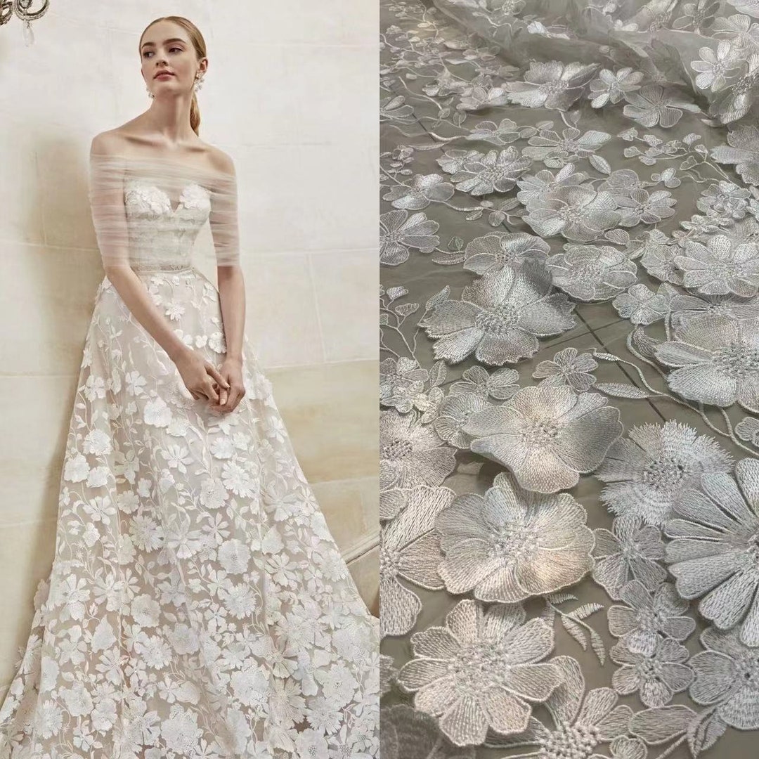 Narelle - 3d Floral Embroidered Lace Fabric Dress