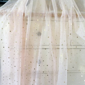 gold star pink mesh glitter tulle lace fabric ,Wedding Dress Fabric Dress Veil Bridal Lace Fabric 59&quot; width