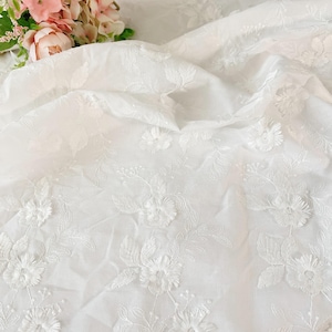 Cotton Embroidered Fabric, Dress Fabric, White Cotton Fabric For Eyelet Dress, Party Dress, Blouse, Costume