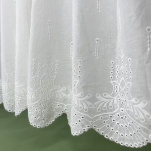 Off white Scalloped Cotton Eyelet Fabric for Doll Dress, Wedding Boho Dress, Lace Top or Eyelet Dress