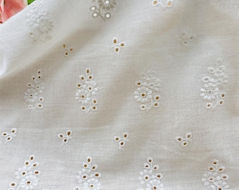 off white scalloped cotton lace fabric Soft Fabric,Summer Dress Fabric,Fabric By The Yard,Cotton Fabric