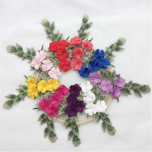 Guipur bordado floral 3D, aplique de encaje de 9 colores, encaje de vid verde, para cuello de encaje, colcha, vestido de encaje, diseño de vestuario