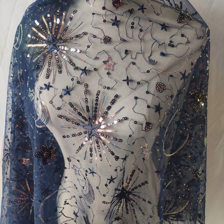 blue and gold star dress Starla Star Print Corset Maxi Dress - Navy | Occasion Dress in Sizes XXS–6X main image 0