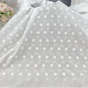 Embroidery Eyelets Small flowers Cotton Fabric for Summer blouse, Prairie Dress, Lawn wedding, 1 yard