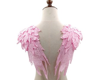 10 Color Pair of Guipure Sew on Angel Wing Neckline Lace Trim Applique ,for Wedding applique Bridal Headwea veil applique