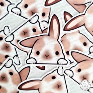 Coelho adesivos peeker helicóptero branco marrom água & rasgo resistente vinil bonito kawaii animal telefone portátil garrafa de água ano do coelho