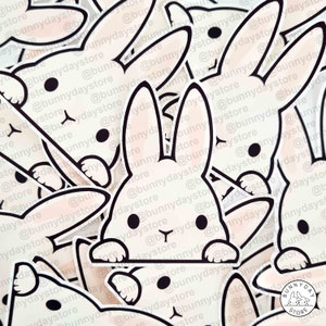 Bunny Aufkleber Peeker Long Eared WHITE Wasser & Reißfest Vinyl Niedlich Kawaii Tier Telefon Notebook Laptop Flasche Jahr des Kaninchens