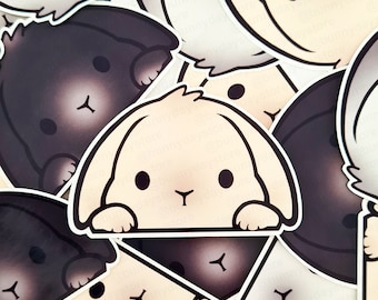 Bunny Stickers Peeker Lop Water & Tear Resistant Vinyl Cute Kawaii Animal Phone Notebook Laptop water bottle year of the rabbit