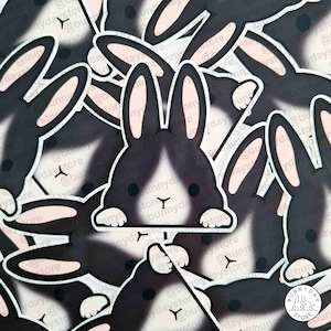 Bunny Stickers Peeker Long Eared OLANDESE Nero Bianco Vinile resistente all'acqua e allo strappo Cute Kawaii Notebook Notebook Bottiglia per laptop anno del coniglio