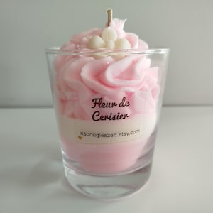 桜の香りのグルメキャンドル、ホイップクリームキャンドル、カップ付き装飾キャンドル、ギフトアイデア、誕生日プレゼント
