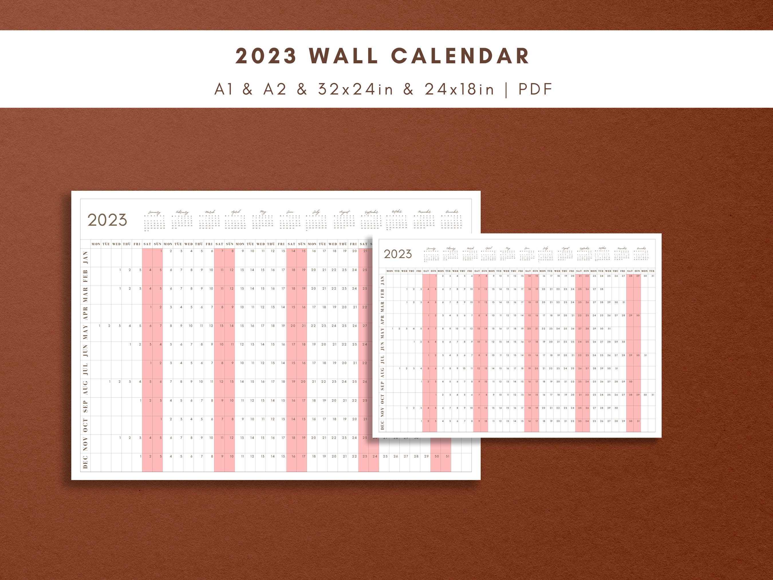 2023 Wall Calendar Printable Large Wall Calendarfull Year - Etsy UK