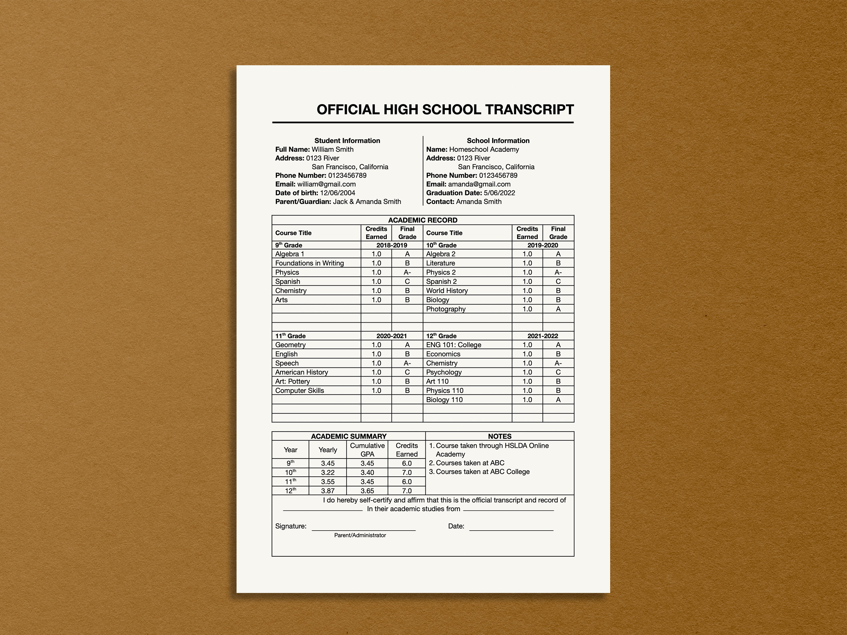 Printable High School Transcript Template Homeschool Transcript Printable High School Transcript Template Homeschool Transcript