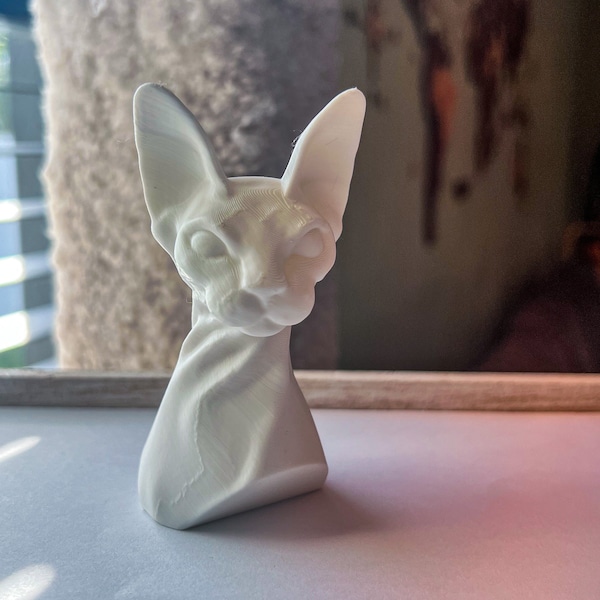 Sphynx Cat Bust | 3D Printed Sculpture