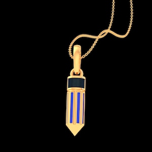 925 Sterling Silver Pencil Pendant – Enamel Stationery Charm Necklace for Artists & Writers , bag charm