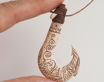 Maui Necklace / Maui fish hook Pendant Moana Disney / maui costume for men / Moana kids jewelry /  Moana costume party