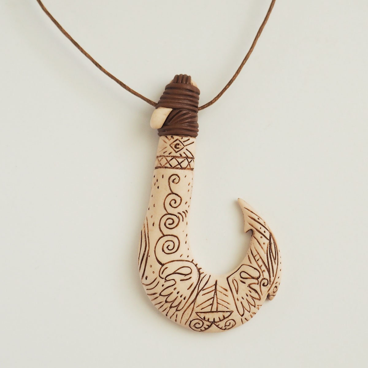 Wholesale 12pcs Brown Tribal Resin Maori Fish Hook Pendant Necklace  Adjustable | eBay