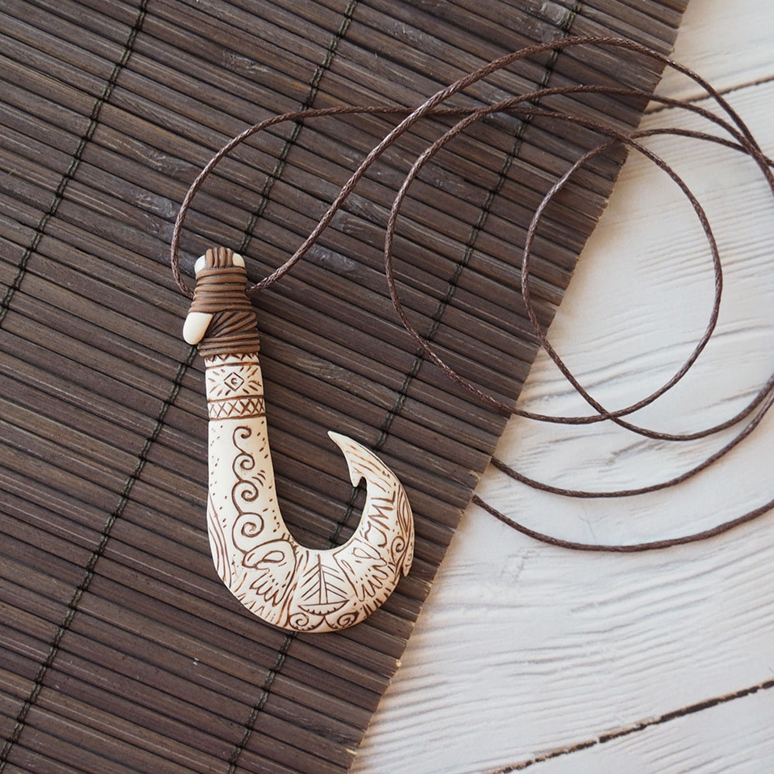 Maui Necklace / Maui Fish Hook Pendant Moana Disney / Maui Costume for