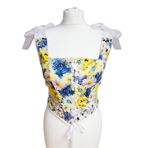 Fairy Princess Corset | Front Lace Corset Top | Handmade flowers Renaissance Corset Top | Medieval Corset Bustier Crop